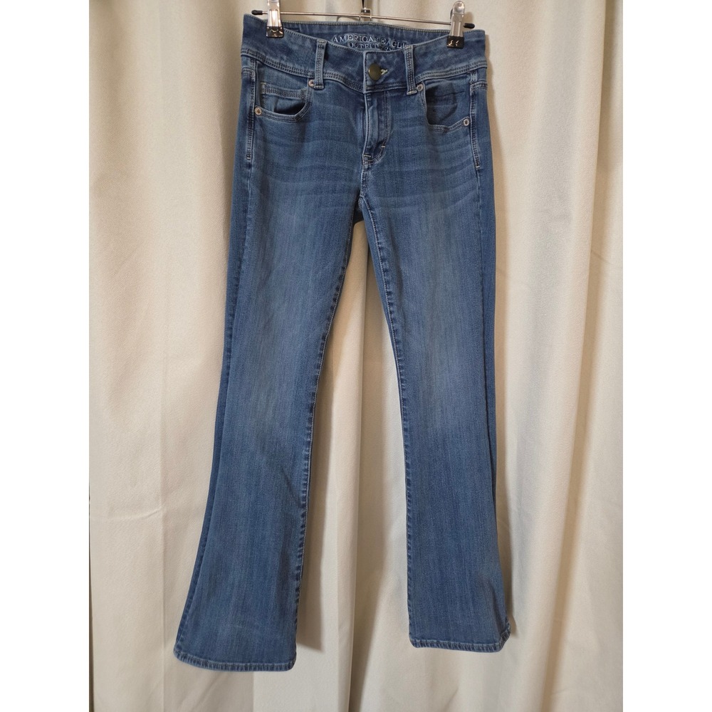 American Eagle 360 Super Stretch Bootcut Jeans Medium Wash Blue Denim Womens